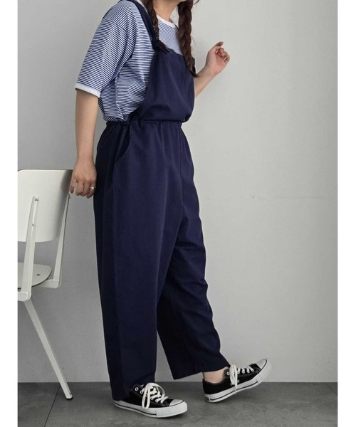 Samansa Mos2(サマンサ モスモス)の「綿麻サロペット(サロペット/オーバーオール・レディース・キナリ/カーキ/ベージュ/ネイビー・F)」の4枚目の写真