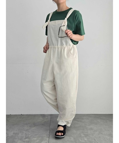 Samansa Mos2(サマンサ モスモス)の「綿麻サロペット(サロペット/オーバーオール・レディース・キナリ/カーキ/ベージュ/ネイビー・F)」の2枚目の写真