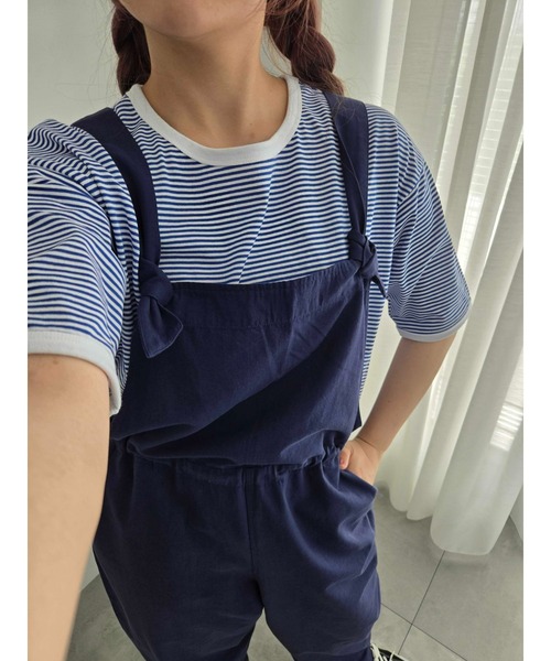 Samansa Mos2(サマンサ モスモス)の「綿麻サロペット(サロペット/オーバーオール・レディース・キナリ/カーキ/ベージュ/ネイビー・F)」の16枚目の写真