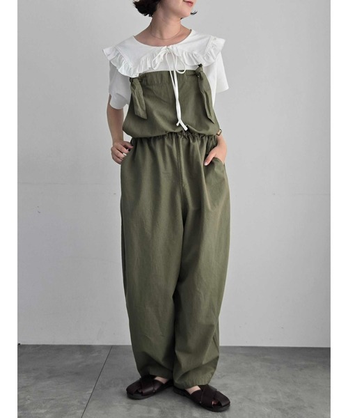 Samansa Mos2(サマンサ モスモス)の「綿麻サロペット(サロペット/オーバーオール・レディース・キナリ/カーキ/ベージュ/ネイビー・F)」の17枚目の写真