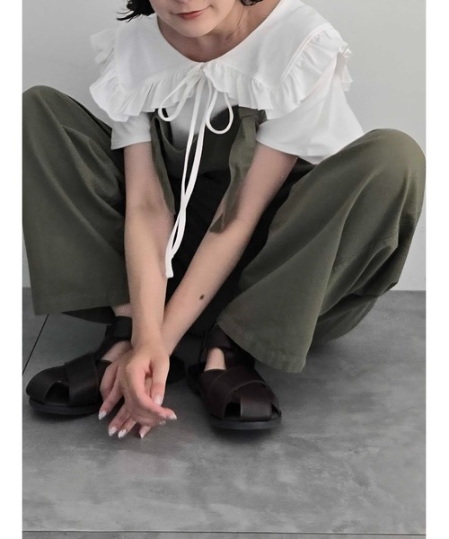 Samansa Mos2(サマンサ モスモス)の「綿麻サロペット(サロペット/オーバーオール・レディース・キナリ/カーキ/ベージュ/ネイビー・F)」の18枚目の写真