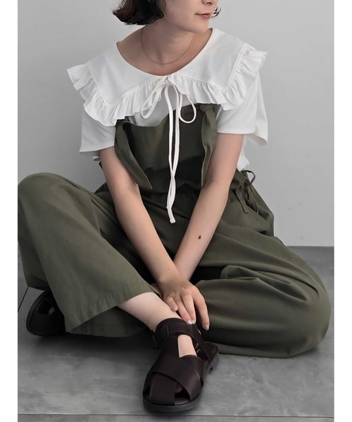 Samansa Mos2(サマンサ モスモス)の「綿麻サロペット(サロペット/オーバーオール・レディース・キナリ/カーキ/ベージュ/ネイビー・F)」の19枚目の写真