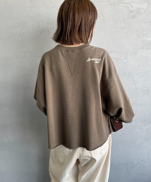 AMERICANA（アメリカーナ）の「[Americana/アメリカーナ] 別注 AMRCN プリント カットオフスウェット（スウェット・レディース・ブラウン/スミクロ/杢グレー・ONE SIZE）」の13枚目の写真