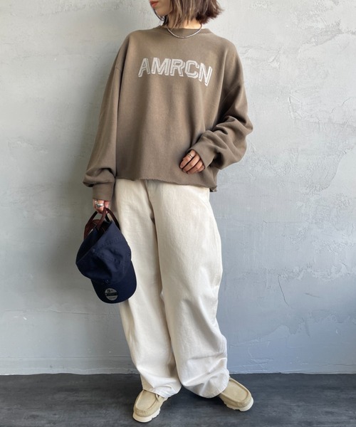 AMERICANA（アメリカーナ）の「[Americana/アメリカーナ] 別注 AMRCN プリント カットオフスウェット（スウェット・レディース・ブラウン/スミクロ/杢グレー・ONE SIZE）」の14枚目の写真