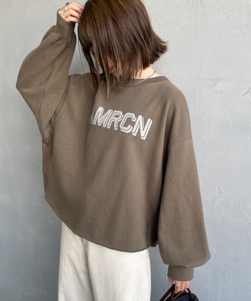 美品 ☆ アパルトモン　アメリカーナ カットオフスウェット　レッド WEB先行予約】[Americana/アメリカーナ] 別注 AMRCN プリント