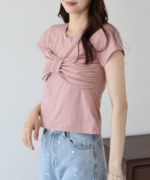 BLUEEAST(ブルーイースト)の「フロントリボンTシャツ(Tシャツ/カットソー・レディース・ピンク/ホワイト/ブラック・MEDIUM)」の10枚目の写真