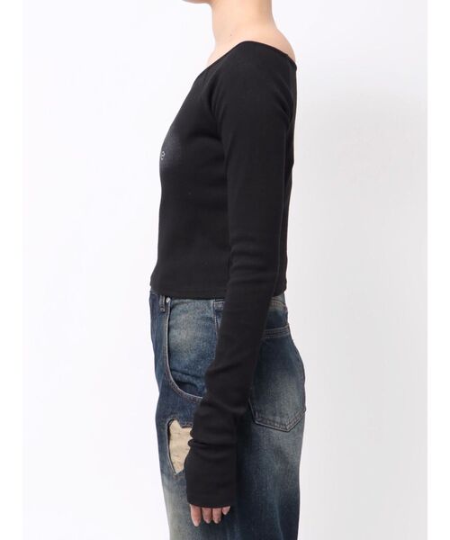 EMODA(エモダ)の「ロゴクロップドロングスリーブTシャツ(Tシャツ/カットソー・レディース・グレー/レッド/ブラック・FREE)」の14枚目の写真