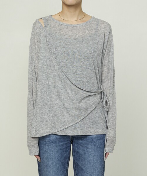 tシャツ PUBLUX/パブリュクス レイヤード カシュクール シアー ロンT　限定展開 レディース PUBLUX/パブリュクス レイヤード カシュクール シアー ロンT