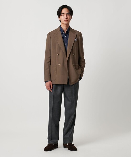 ユナイテッドアローズ　ブラウンウールモヘヤダブルブレストスーツ　サイズ50 ユナイテッドアローズ ブラウンウールモヘヤダブルブレストスーツ