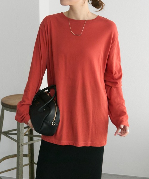 PUAL CE CIN（ピュアルセシン）の「コットンシアーカットソー（Tシャツ/カットソー・レディース・オフホワイト/ブラック/ベージュ系/オレンジ系・FREE）」の4枚目の写真