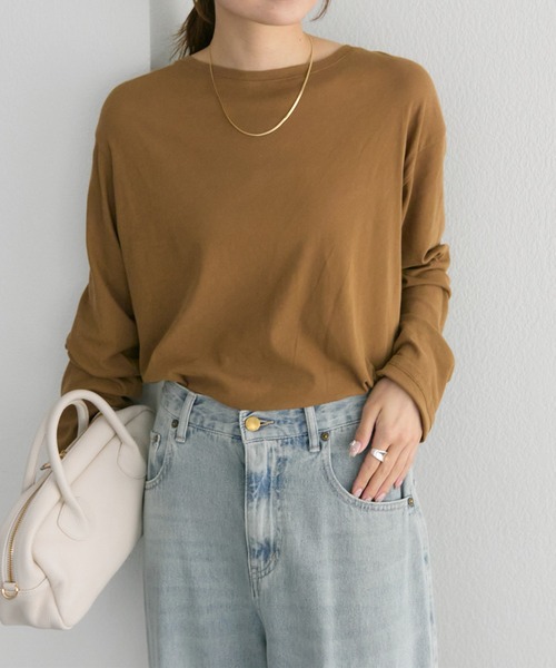 PUAL CE CIN（ピュアルセシン）の「コットンシアーカットソー（Tシャツ/カットソー・レディース・オフホワイト/ブラック/ベージュ系/オレンジ系・FREE）」の7枚目の写真