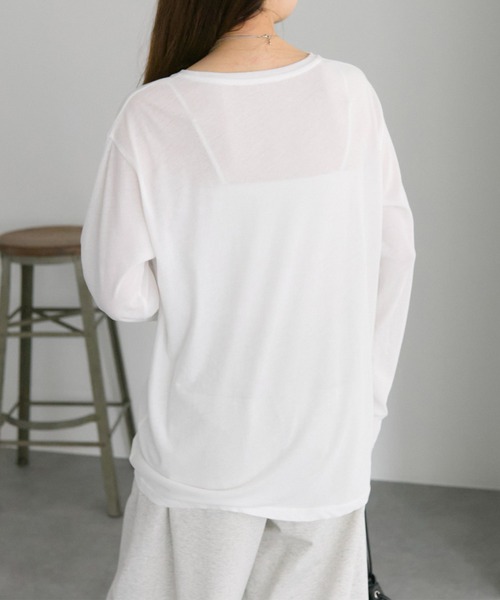 PUAL CE CIN（ピュアルセシン）の「コットンシアーカットソー（Tシャツ/カットソー・レディース・オフホワイト/ブラック/ベージュ系/オレンジ系・FREE）」の11枚目の写真