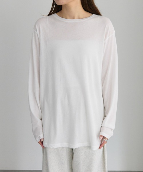 PUAL CE CIN（ピュアルセシン）の「コットンシアーカットソー（Tシャツ/カットソー・レディース・オフホワイト/ブラック/ベージュ系/オレンジ系・FREE）」の18枚目の写真