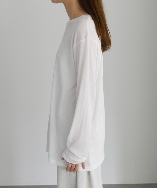 PUAL CE CIN（ピュアルセシン）の「コットンシアーカットソー（Tシャツ/カットソー・レディース・オフホワイト/ブラック/ベージュ系/オレンジ系・FREE）」の17枚目の写真