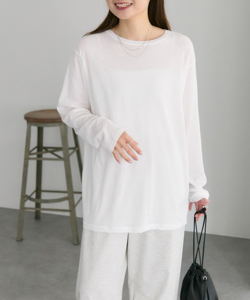 PUAL CE CIN（ピュアルセシン）の「コットンシアーカットソー（Tシャツ/カットソー・レディース・オフホワイト/ブラック/ベージュ系/オレンジ系・FREE）」の13枚目の写真