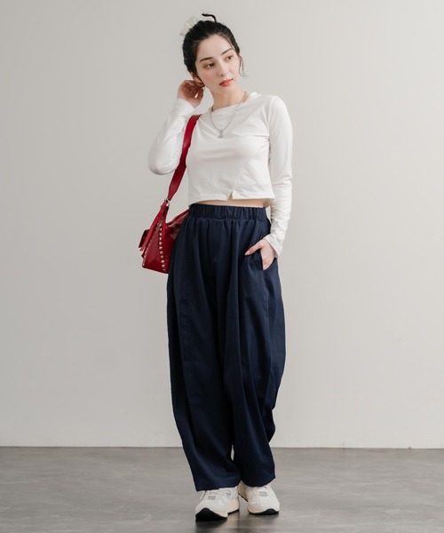 Rocky Monroe(ロッキーモンロー)の「コクーンシルエットイージーランタンパンツ/ワイドテーパードパンツ(その他パンツ・レディース・ブラック/ブラウン/ネイビー/アイボリー/カーキ/グレー・L/M)」の9枚目の写真