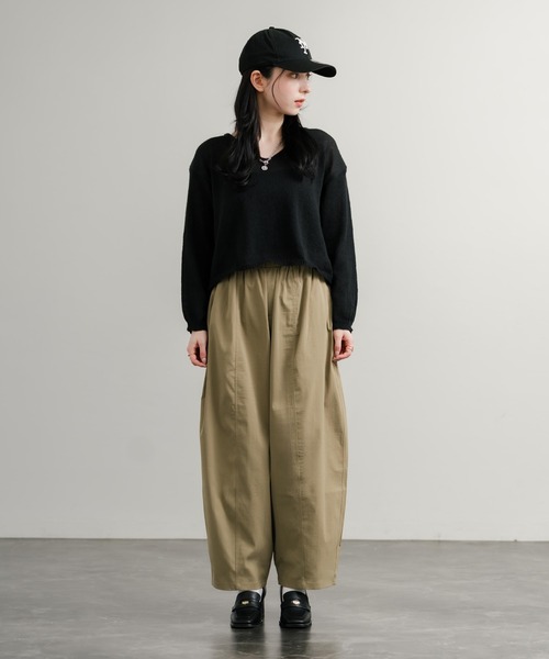 Rocky Monroe(ロッキーモンロー)の「コクーンシルエットイージーランタンパンツ/ワイドテーパードパンツ(その他パンツ・レディース・ブラック/ブラウン/ネイビー/アイボリー/カーキ/グレー・L/M)」の19枚目の写真