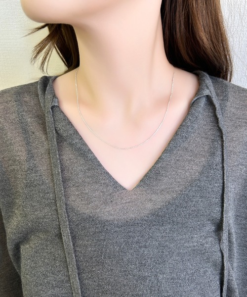 Phoebe(フィービィー)の「【SV925刻印入り】シルキーシャインオーバルチェーンネックレス/全長:40cm/ジェンダーレス(ネックレス・レディース・シルバー・FREE)」の2枚目の写真