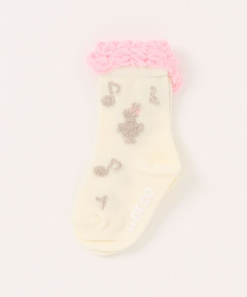 KP DECO（ケーピーデコ）の「シルエットmimiちゃん＆音符 ソックス（ソックス/靴下・キッズ・ブルー/キナリ・22cm/16cm/14cm/11cm/18cm/20cm）」の2枚目の写真