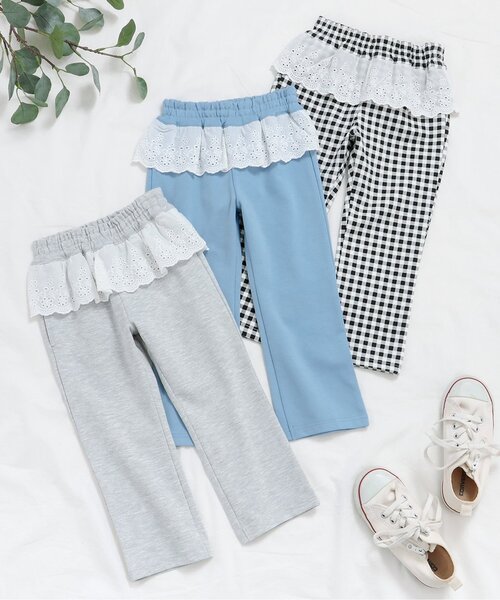 apres les cours（アプレレクール）の「【WEB限定】ペプラムレース/7days Style pants（その他パンツ・キッズ・サックスブルー/グレー/チェック・130/120/110/100/90/80）」の8枚目の写真