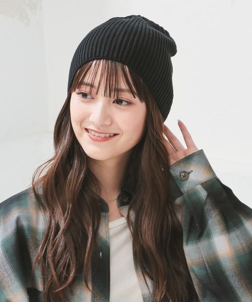 Honeys（ハニーズ）の「ニットビーニー（ニットキャップ/ビーニー・レディース・スミクロ/ブルー/ブラック・FREE）」の4枚目の写真