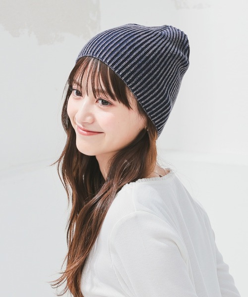 Honeys（ハニーズ）の「ニットビーニー（ニットキャップ/ビーニー・レディース・スミクロ/ブルー/ブラック・FREE）」の8枚目の写真