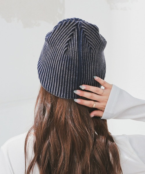 Honeys（ハニーズ）の「ニットビーニー（ニットキャップ/ビーニー・レディース・スミクロ/ブルー/ブラック・FREE）」の9枚目の写真