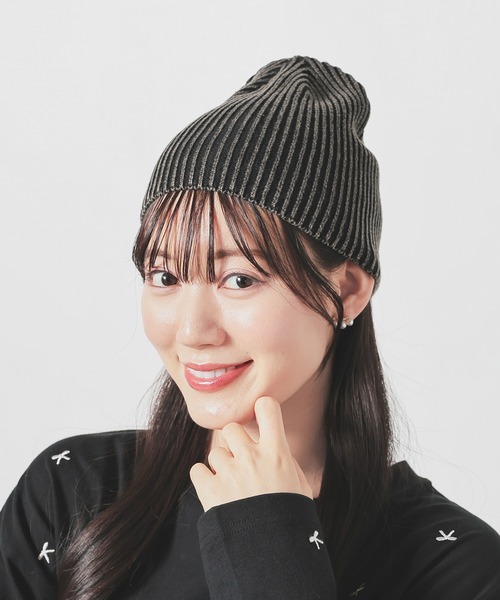 Honeys（ハニーズ）の「ニットビーニー（ニットキャップ/ビーニー・レディース・スミクロ/ブルー/ブラック・FREE）」の10枚目の写真