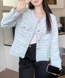 REMUR（レミュール）の「ツイードジャケット（ノーカラージャケット）」