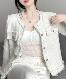 REMUR（レミュール）の「ツイードジャケット（ノーカラージャケット）」