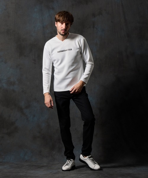 HIDEAWAYS NICOLE(ハイダウェイニコル)の「【WEB限定】メタルジェルプリントVネックプルオーバー(Tシャツ/カットソー・メンズ・ブラック/オフホワイト/チャコールグレー/ボルドー・MEDIUM/LARGE/X-LARGE)」の10枚目の写真