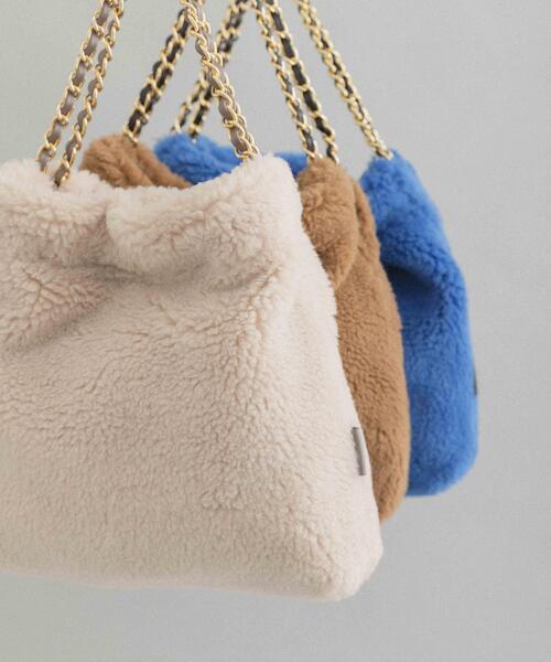 URBAN RESEARCH ROSSO WOMEN（アーバンリサーチ　ロッソ）の「VIOLA d’ORO　エコファーショルダーS（ショルダーバッグ・レディース・ブラウン/ダークグレー/オフホワイト/ブルー・-）」の10枚目の写真