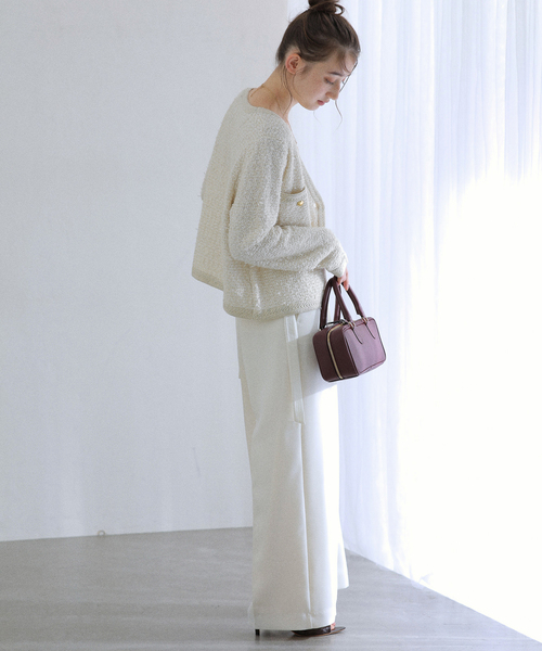 La TOTALITE（ラトータリテ）の「Vネックツイードカーディガン（カーディガン/ボレロ・レディース・ブラック/ネイビー/アイボリー・FREE）」の14枚目の写真