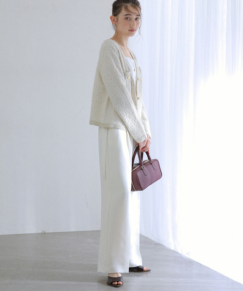 La TOTALITE（ラトータリテ）の「Vネックツイードカーディガン（カーディガン/ボレロ・レディース・ブラック/ネイビー/アイボリー・FREE）」の15枚目の写真