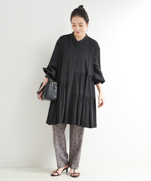 B.C STOCK（ベーセーストック）の「手洗い可 / ティアードミニワンピース（ワンピース・レディース・ホワイト/ブラック/ブラウン・FREE）」の4枚目の写真