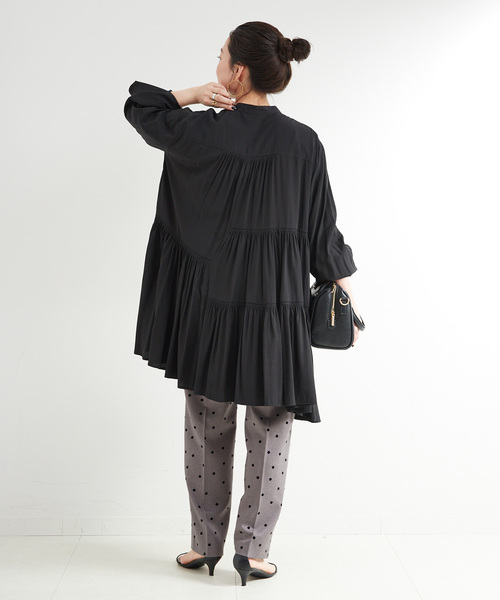 B.C STOCK（ベーセーストック）の「手洗い可 / ティアードミニワンピース（ワンピース・レディース・ホワイト/ブラック/ブラウン・FREE）」の7枚目の写真