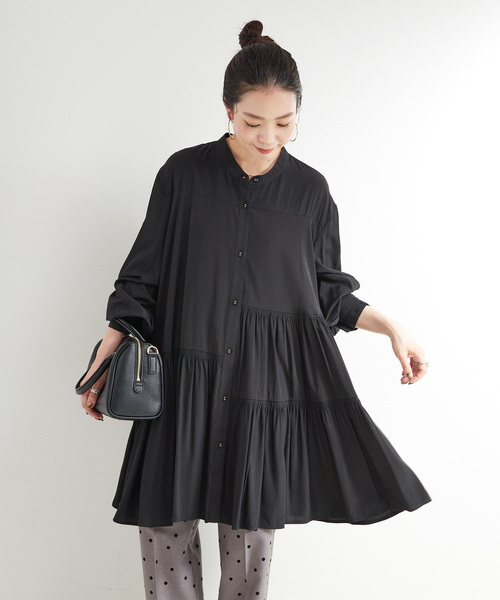 B.C STOCK（ベーセーストック）の「手洗い可 / ティアードミニワンピース（ワンピース・レディース・ホワイト/ブラック/ブラウン・FREE）」の8枚目の写真