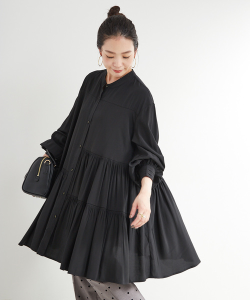 B.C STOCK（ベーセーストック）の「手洗い可 / ティアードミニワンピース（ワンピース・レディース・ホワイト/ブラック/ブラウン・FREE）」の9枚目の写真