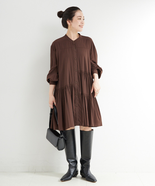 B.C STOCK（ベーセーストック）の「手洗い可 / ティアードミニワンピース（ワンピース・レディース・ホワイト/ブラック/ブラウン・FREE）」の21枚目の写真