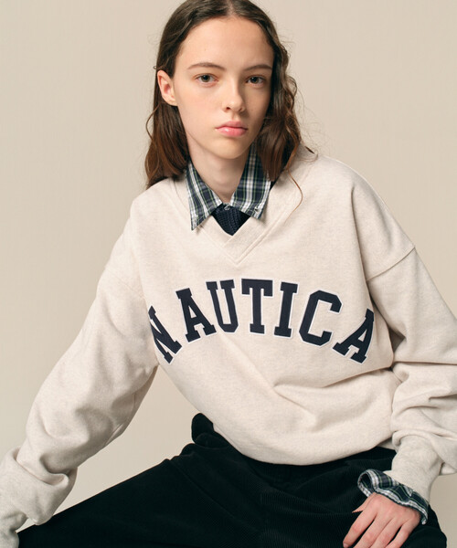 セール】NAUTICA/ノーティカ Vネック アーチロゴプルオーバー 