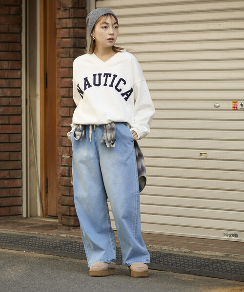 セール】NAUTICA/ノーティカ Vネック アーチロゴプルオーバー 