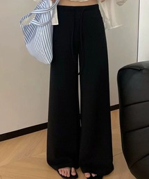 ソリッドカラー ウエスト イージー ワイド パンツ