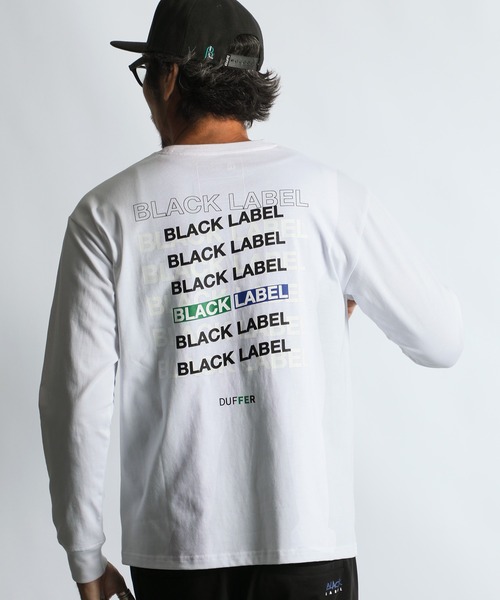 The DUFFER of ST.GEORGE(ザダファーオブセントジョージ)の「〔BLACK LABEL〕QUICK DRY MULTI LOGO L/S TEE:速乾 マルチロゴ ロングスリーブTシャツ ロンT(Tシャツ/カットソー・メンズ・ホワイト/ブラック・SMALL/X-LARGE/LARGE/MEDIUM)」の1枚目の写真