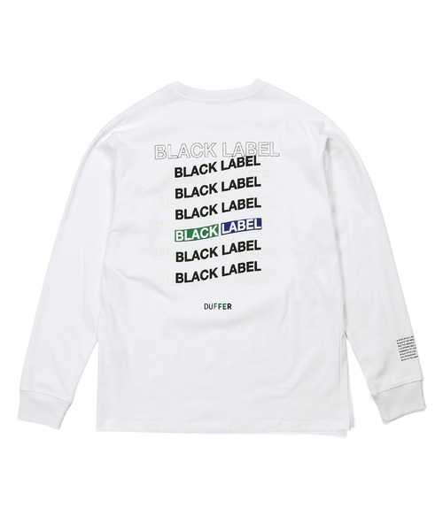 The DUFFER of ST.GEORGE(ザダファーオブセントジョージ)の「〔BLACK LABEL〕QUICK DRY MULTI LOGO L/S TEE:速乾 マルチロゴ ロングスリーブTシャツ ロンT(Tシャツ/カットソー・メンズ・ホワイト/ブラック・SMALL/X-LARGE/LARGE/MEDIUM)」の12枚目の写真