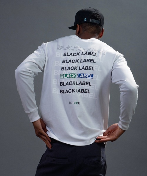 The DUFFER of ST.GEORGE(ザダファーオブセントジョージ)の「〔BLACK LABEL〕QUICK DRY MULTI LOGO L/S TEE:速乾 マルチロゴ ロングスリーブTシャツ ロンT(Tシャツ/カットソー・メンズ・ホワイト/ブラック・SMALL/X-LARGE/LARGE/MEDIUM)」の5枚目の写真