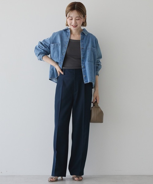 AMERICAN HOLIC（アメリカンホリック）の「美・美・美ワイドパンツ（その他パンツ・レディース・ストライプ/グレイッシュベージュ/ホワイト系その他2/ネイビー/ブラック・XL/S/M/L）」の13枚目の写真