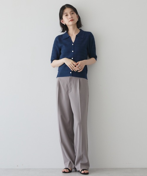 AMERICAN HOLIC（アメリカンホリック）の「美・美・美ワイドパンツ（その他パンツ・レディース・ストライプ/グレイッシュベージュ/ホワイト系その他2/ネイビー/ブラック・XL/S/M/L）」の7枚目の写真