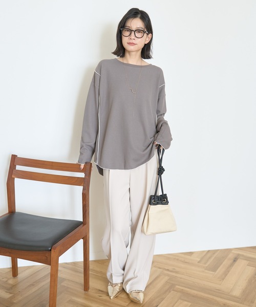 AMERICAN HOLIC（アメリカンホリック）の「美・美・美ワイドパンツ（その他パンツ・レディース・ストライプ/グレイッシュベージュ/ホワイト系その他2/ネイビー/ブラック・XL/S/M/L）」の22枚目の写真