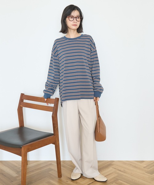 AMERICAN HOLIC（アメリカンホリック）の「美・美・美ワイドパンツ（その他パンツ・レディース・ストライプ/グレイッシュベージュ/ホワイト系その他2/ネイビー/ブラック・XL/S/M/L）」の20枚目の写真