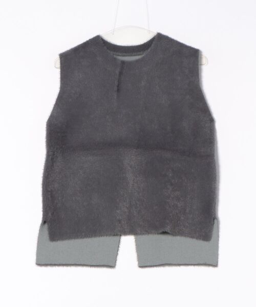 Bou Jeloud（ブージュルード）の「ダブルフェイスフェザースリットベスト（ベスト・レディース・チャコールグレー/ブラウン/グレイッシュベージュ・38）」の6枚目の写真